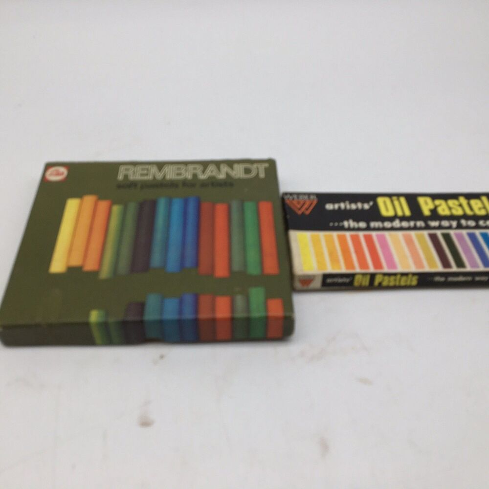 Vintage Mixed Oil Pastels Soft Pastels Art Lot Rembrandt And Weber
